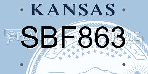 SBF863 Kansas License Plate