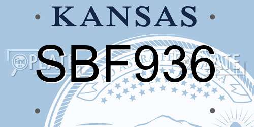 SBF936 Kansas License Plate