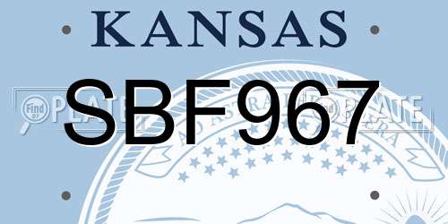SBF967 Kansas License Plate