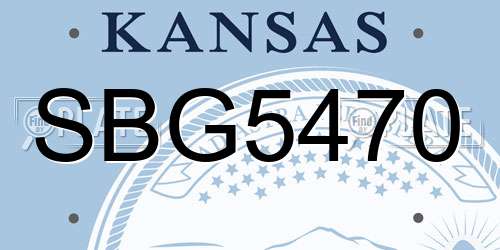 SBG5470 Kansas License Plate