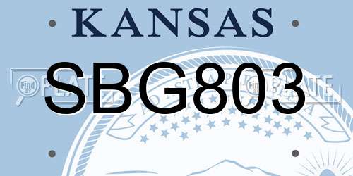 SBG803 Kansas License Plate