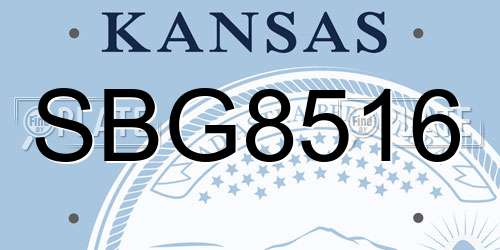 SBG8516 Kansas License Plate