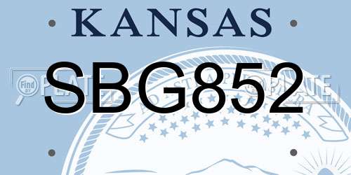 SBG852 Kansas License Plate