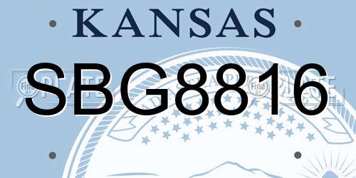 SBG8816 Kansas License Plate