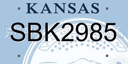 SBK2985 Kansas License Plate