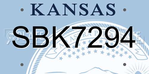 SBK7294 Kansas License Plate