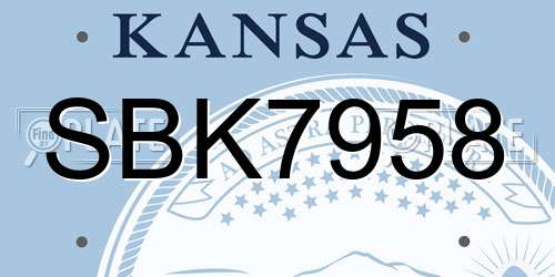 SBK7958 Kansas License Plate
