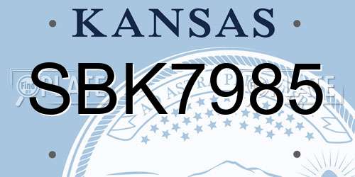 SBK7985 Kansas License Plate