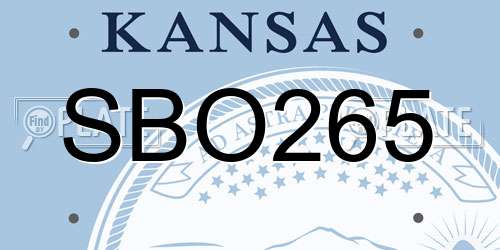 SBO265 Kansas License Plate