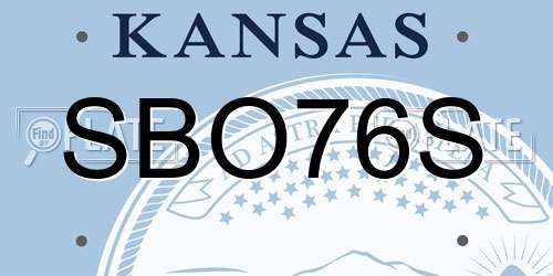 SBO76S Kansas License Plate