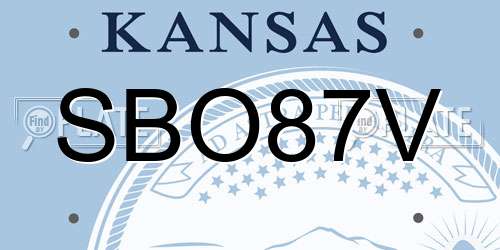 SBO87V Kansas License Plate
