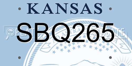 SBQ265 Kansas License Plate