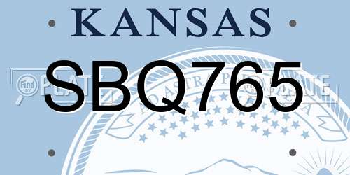 SBQ765 Kansas License Plate