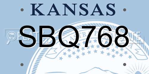 SBQ768 Kansas License Plate