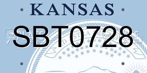 SBT0728 Kansas License Plate