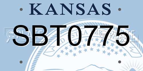 SBT0775 Kansas License Plate
