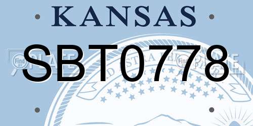 SBT0778 Kansas License Plate