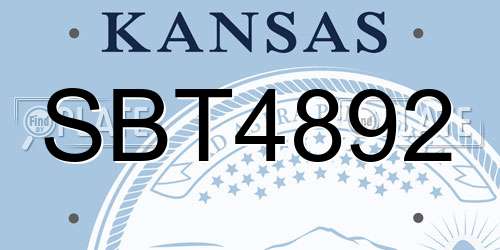 SBT4892 Kansas License Plate