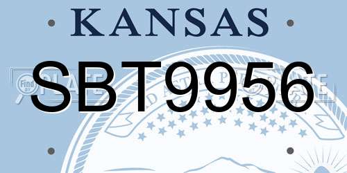 SBT9956 Kansas License Plate