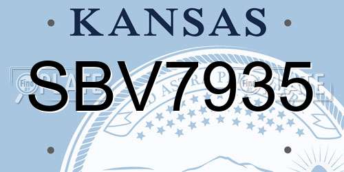 SBV7935 Kansas License Plate