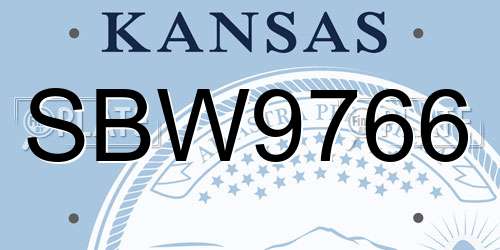 SBW9766 Kansas License Plate