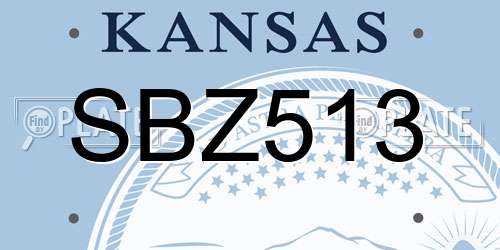 SBZ513 Kansas License Plate