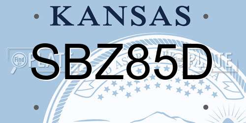 SBZ85D Kansas License Plate