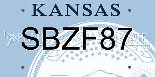 SBZF87 Kansas License Plate