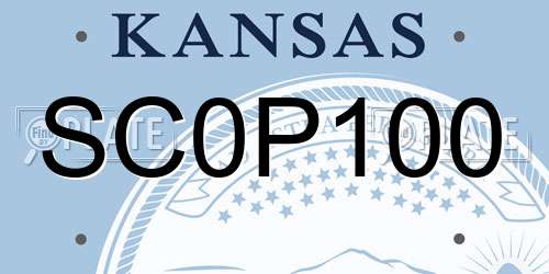 SC0P100 Kansas License Plate