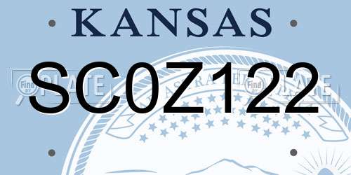 SC0Z122 Kansas License Plate