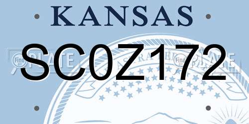 SC0Z172 Kansas License Plate