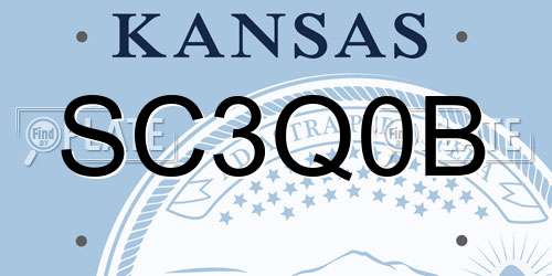 SC3Q0B Kansas License Plate