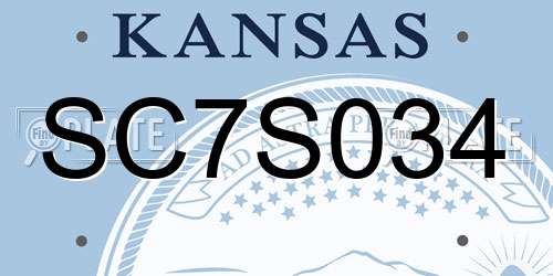 SC7S034 Kansas License Plate