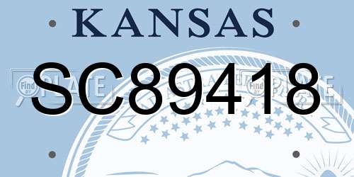SC89418 Kansas License Plate