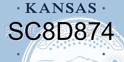 SC8D874 Kansas License Plate