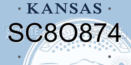 SC8O874 Kansas License Plate