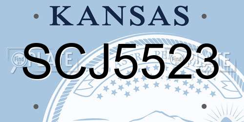 SCJ5523 Kansas License Plate
