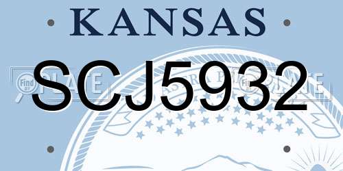 SCJ5932 Kansas License Plate