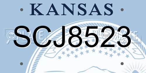 SCJ8523 Kansas License Plate