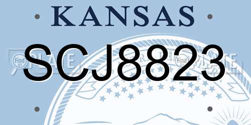 SCJ8823 Kansas License Plate