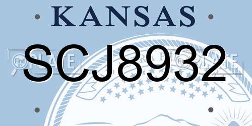 SCJ8932 Kansas License Plate