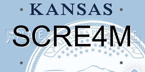 SCRE4M Kansas License Plate