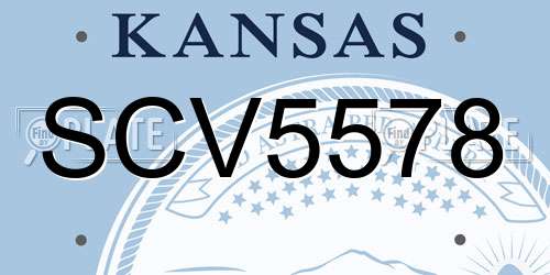 SCV5578 Kansas License Plate