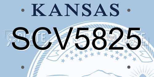 SCV5825 Kansas License Plate