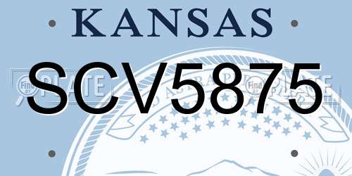 SCV5875 Kansas License Plate