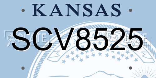SCV8525 Kansas License Plate