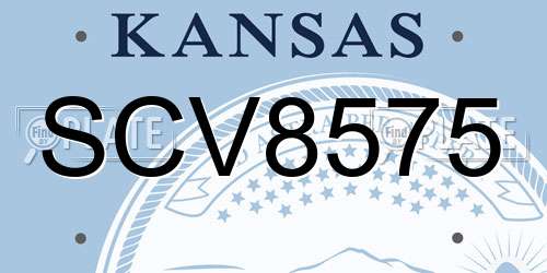 SCV8575 Kansas License Plate