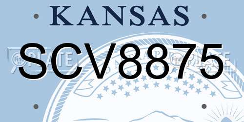 SCV8875 Kansas License Plate