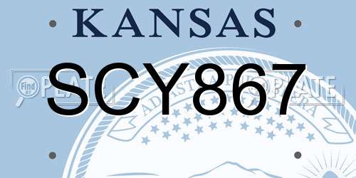 SCY867 Kansas License Plate