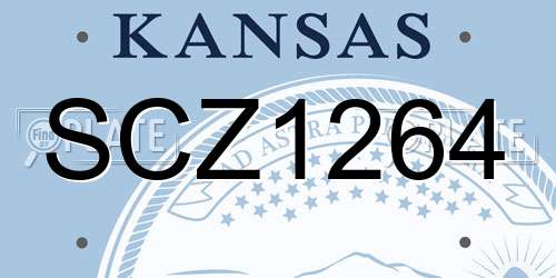 SCZ1264 Kansas License Plate